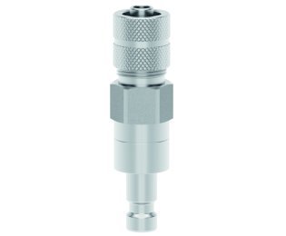 Racord cupla rapida pneumatica cu piulita de strangere furtun Seria ESMCE MICRO DN 2.7 din INOX 1.4305 cu ventil bidirectional