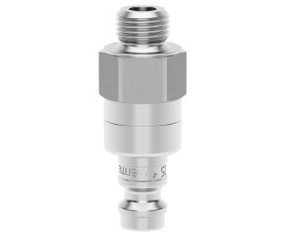 Racord cupla rapida pneumatica cu filet exterior Seria ESME MINI DN 5 din INOX 1.4305 cu ventil bidirectional