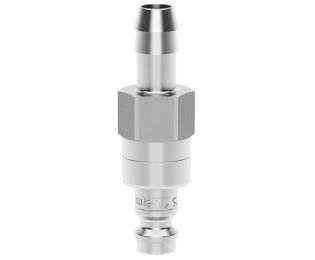 Racord cupla rapida pneumatica cu racord furtun Seria ESME MINI DN 5 din INOX 1.4305 cu ventil bidirectional