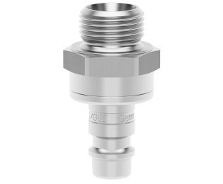 Racord cupla rapida pneumatica cu filet exterior OptiFlow Seria ESE DN 7.8 din INOX 1.4305 cu ventil bidirectional