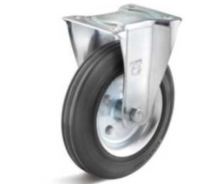 Roata cu carcasa fixa cauciuc negru rigid WLL=50-385kg, D=80-280mm