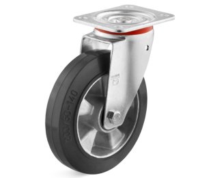 Roata din cauciuc elastic, cu carcasa pivotanta, portanta WLL=120-500kg, D=80-250mm