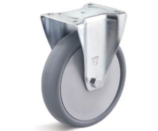 Roata cauciuc termoplastic, rulment cu bila, carcasa fixa, WLL=80-220kg, D=80-200mm
