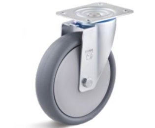 Roata cauciuc termoplastic, rulment cu bila, carcasa pivotanta, WLL=80-220kg, D=80-200mm