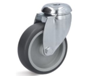 Roata cauciuc termoplastic cu carcasa pivotanta cu alezaj, WLL=40-65kg, D=50-100mm