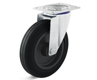 Roata cauciuc termoplastic, rulment cu ace, carcasa pivotanta, WLL=50-205kg, D=80-200mm