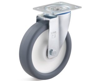Roata cauciuc termoplastic, rulmenti cu bila, carcasa pivotanta, WLL=120-450kg, D=80-250mm