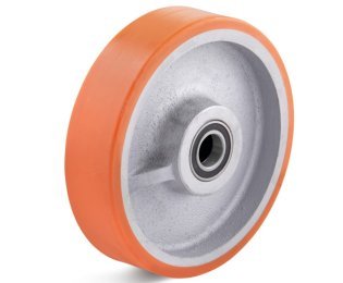 Roata poliuretan rigid, rulment cu bila, orange, WLL=250-4500kg, D=80-500mm
