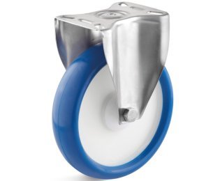Roata poliuretan, rulmenti cu bila, cu carcasa fixa, WLL=150-450kg, D=80-250mm