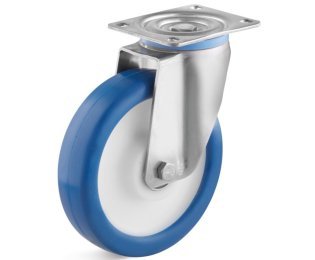 Roata poliuretan, rulmenti cu bila, carcasa pivotanta, WLL=150-450kg, D=80-250mm