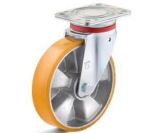 Roata poliuretan rigid, rulment bila, carcasa pivotanta HEAVY DUTY, WLL=180-800kg,       D=80-250mm