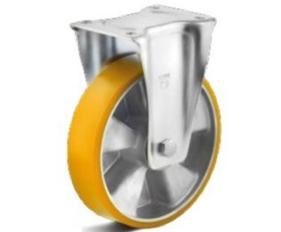 Roata poliuretan rigid, rulment cu bila, carcasa fixa HEAVY DUTY, WLL=180-800kg, D=80-250mm