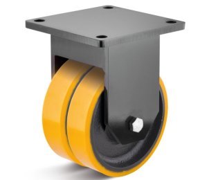 Roata dubla poliuretan rigid, rulment cu bila, cu carcasa fixa HEAVY DUTY, WLL=500-4000kg, D=125-300mm