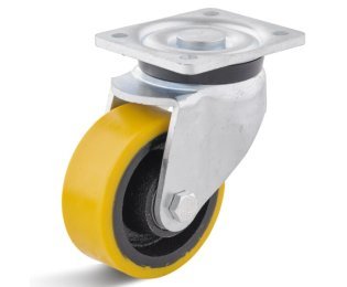 Roata poliuretan rigid, rulment bila, carcasa pivotanta HEAVY DUTY, WLL=250-1000kg, D=80-200mm