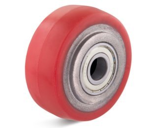 Roata poliuretan elastic, rosu, janta aluminiu, rulment, WLL=500-1150kg, D=160-300mm