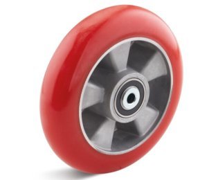 Roata poliuretan elastic rosu janta aluminiu lagar rulment bile