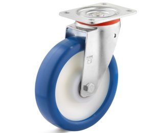 Roata poliuretan, rulmenti, carcasa pivotanta HEAVY DUTY, WLL=150-600kg, D=80-250mm