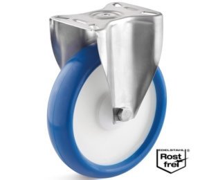 Roata poliuretan rigid, rulment si carcasa fixa INOX, WLL=100-270kg, D=80-200mm
