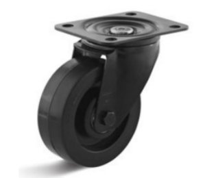 Roata cauciuc elastic, seria black, cu carcasa pivotanta, WLL=150kg, D=80-100mm