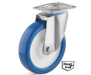 Roata poliuretan rigid, rulment si carcasa pivotanta INOX, WLL=150-500kg, D=80-200mm