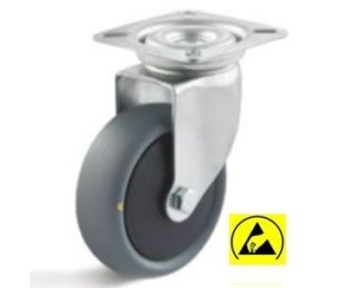 Roata ESD termoplast, carcasa pivotanta, WLL=40-65kg, D=50-100mm