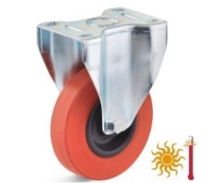 Roata cauciuc termorezistent, carcasa fixa, WLL=60-80 kg, D=100-125mm