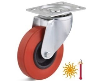 Roata cauciuc termorezistent, carcasa pivotanta, WLL=60-80 kg, D=100-125mm