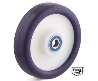 Roata poliuretan elastic, rulment INOX, WLL=130-450kg, D=80-200mm