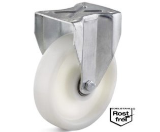 Roata poliamida, rulment si carcasa fixa INOX, WLL=200-700kg, D=80-200mm