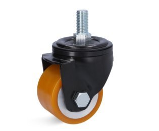 Roata poliuretan, janta otel, carcasa pivotanta cu alezaj cu stift, WLL=400-450kg, D=65-75mm