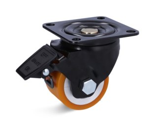 Roata poliuretan, janta otel, carcasa pivotanta cu frana, WLL=400-450kg, D=65-75mm