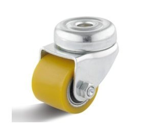 Roata utilaj din poliuretan, rulment, carcasa pivotanta cu alezaj, WLL=100kg, D=35mm