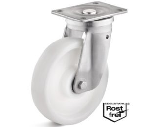 Roata poliamida, rulment si carcasa pivotanta INOX, WLL=400-1000kg, D=125-200mm
