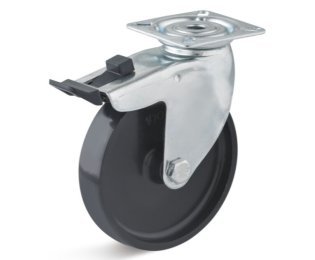Roata poliamida, seria LIGHT, carcasa pivotanta cu frana, WLL=40-60kg, D=50-100mm
