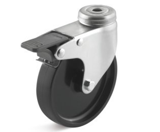 Roata poliamida, seria LIGHT, carcasa pivotanta cu frana si alezaj, WLL=40-60kg, D=50-100mm