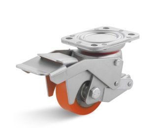 Roata poliuretan elastic carcasa pivotanta cu frana si ridicare