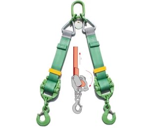 Sistem de ridicare cu chingi cu 2 brate cu lungime reglabila