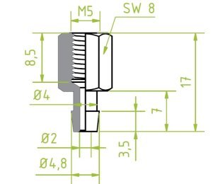 Racord 130.347 cu filet metric interior M5 pentru ventuza