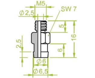Racord ventuza 130.013 cu filet metric exterior M5