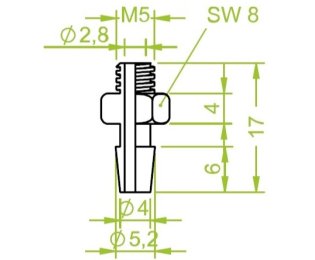 Racord 130.134 cu filet metric exterior M5 pentru ventuze