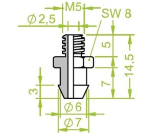 Racord 130.137 cu filet metric exterior M5 pentru ventuze