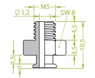 Racord 130.300 cu filet metric exterior M5 pentru ventuze