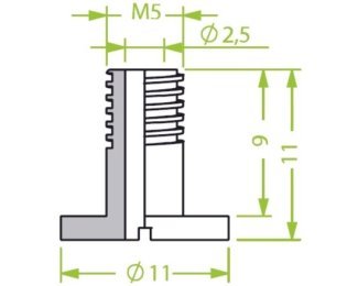 Racord 130.310 cu filet metric exterior M5 pentru ventuze