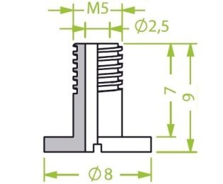 Racord 130.311 cu filet metric exterior M5 pentru ventuze