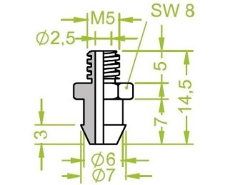 Racord 130.317 cu filet metric exterior M5 pentru ventuze