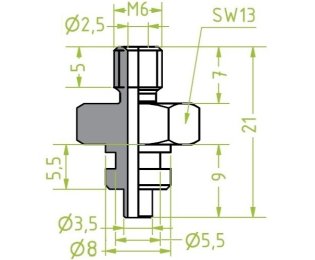 Racord 130.373 cu filet metric exterior M5 pentru ventuze