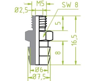 Racord 130.443 cu filet metric exterior M5 pentru ventuze