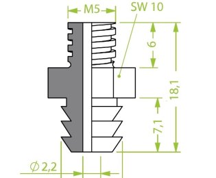 Racord 130.560 cu filet metric exterior M5 pentru ventuze