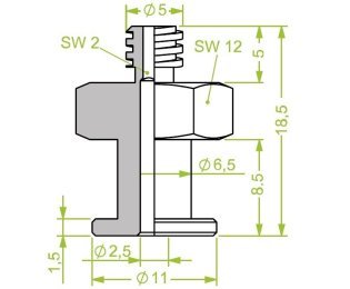 Racord 130.565 cu filet metric exterior M5 pentru ventuze