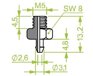 Racord 130.591 cu filet metric exterior M5 pentru ventuze